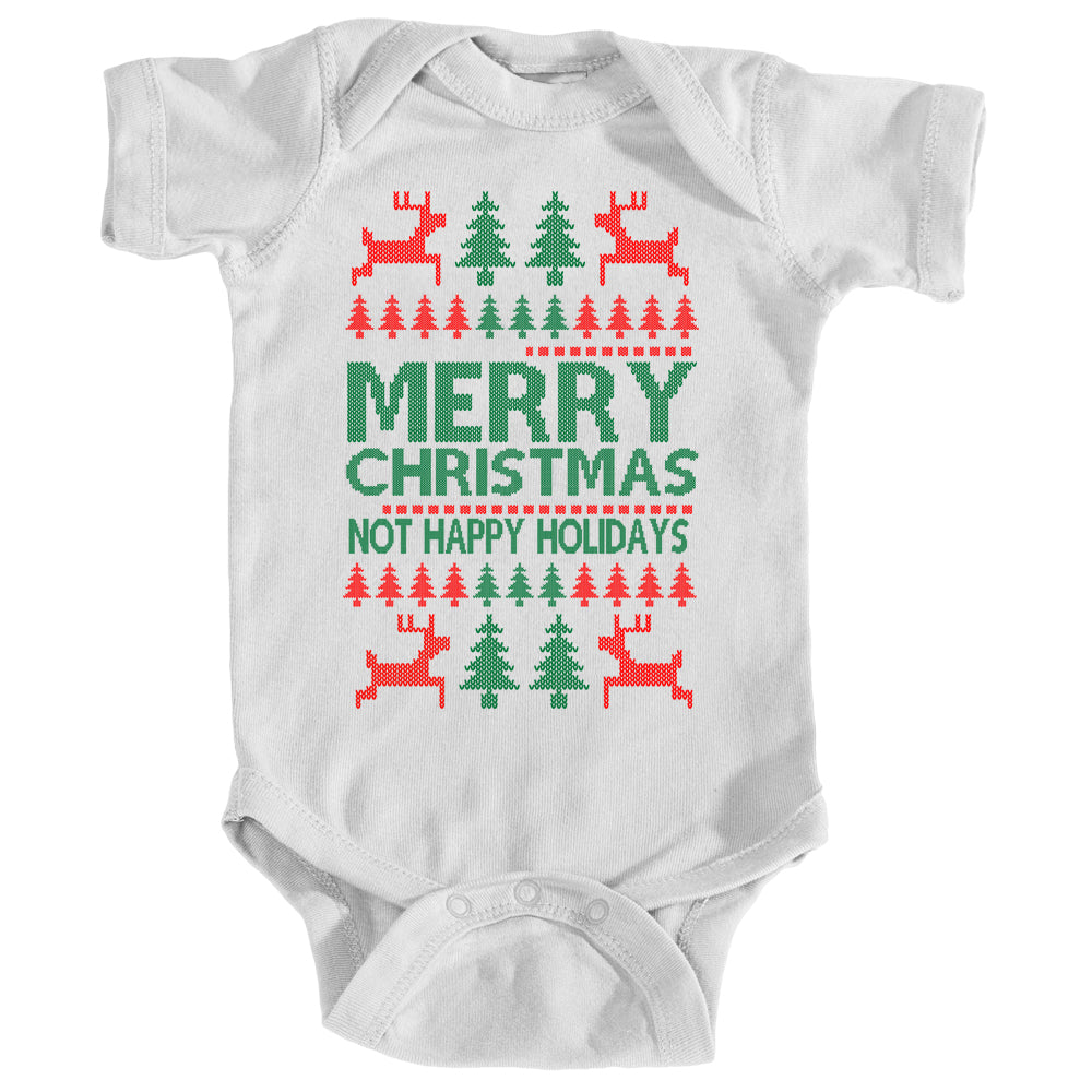 Onesie - Ugly Christmas Sweater - Merry Christmas Not Happy Holidays